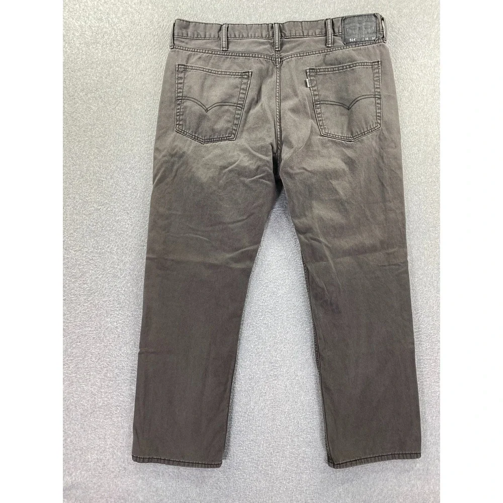 Levis 514 Jeans Mens 38x30 Gray Straight Fit Five Pocket 100% Cotton Pants Denim